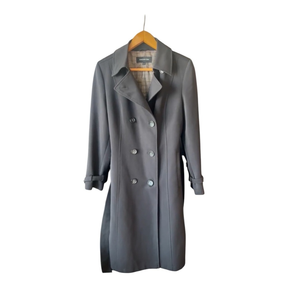 Jones New York Women’s Black Trench Style Coat Double Breasted Size 8